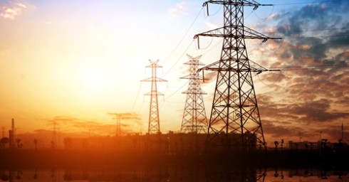 A picture of many electricity towers across a field in Mexico