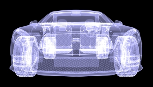 There is a graphic of the shell of a car.