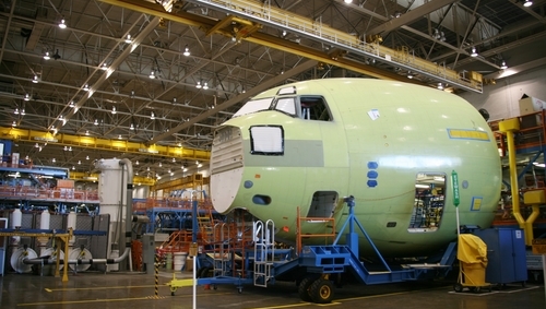 Mexican manufacturing facility in which a large aerospace component is being built.