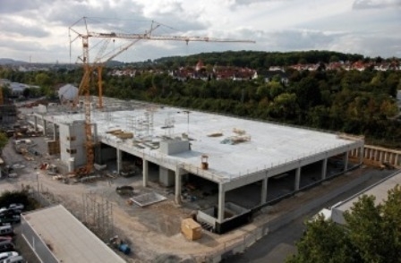 A view of a large warehouse during construction in Mexico.